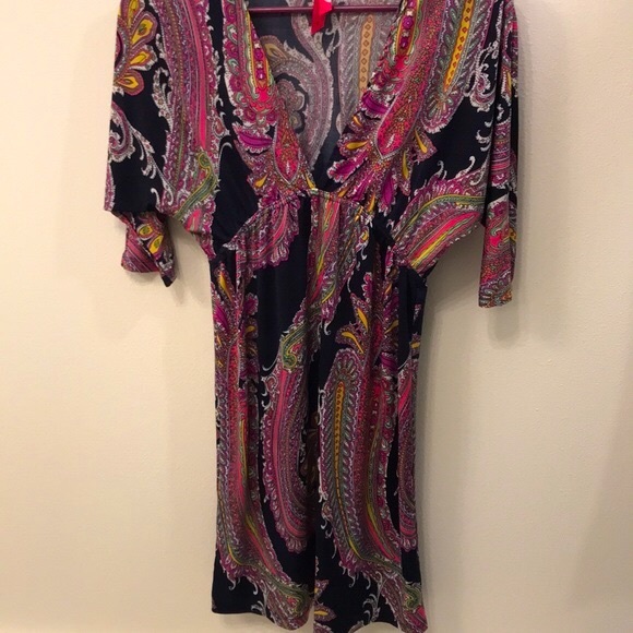 [Christina Love] Stretch Paisley Tunic Shirt Top Dress Women's Sz Small - Picture 2 of 6